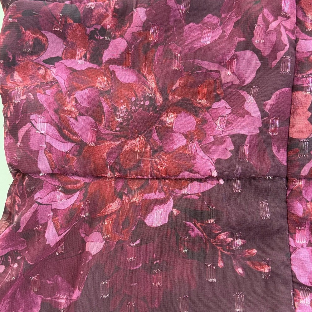 NWD R&M Richards Plum Rose Floral Halter Keyhole Chiffon Gown Maxi Dress Size 12 - Picture 11 of 13